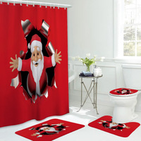 Ensemble de rideaux de douche imperméables avec tapis, motif arbre de Noël doré imprimé en 3D, vente en gros d'usine