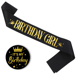 HLC - Recuerdos para Fiesta de Cumpleaños, Pin Personalizado de Lata y Banda de Satén para Cumpleaños, Decoración para Aniversarios y Bodas - Product Image 1