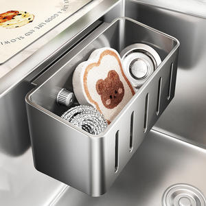 ชั้นวางของในครัวแบบติดผนังทรงสี่เหลี่ยม ทนน้ำ สำหรับเก็บฟองน้ำและอุปกรณ์ครัว - Product Image 4