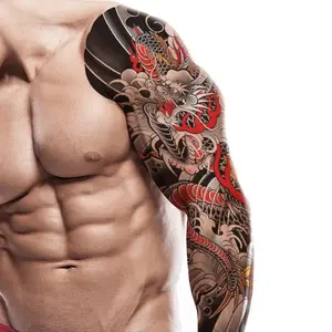 पूर्ण बांह अस्थायी टैटू स्टिकर लंबे समय तक चलने वाला और पुरुषों के लिए सुरक्षित जनजातीय डिजाइन पूर्ण हाथ और आस्तीन शरीर टैटू