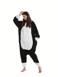 2025 tutina in pile, tutina nera per <span class=keywords><strong>gatti</strong></span>, <span class=keywords><strong>pigiama</strong></span> da donna <span class=keywords><strong>con</strong></span> <span class=keywords><strong>stampa</strong></span> di animali cartoni animati, abbigliamento da notte in flanella-MOQ 3 pz - Product Image 3