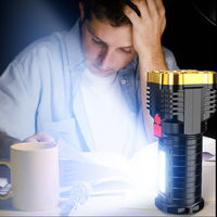 Lampe de poche multifonctionnelle 4LED COB rechargeable Projecteur longue portée Lampe de camping Lampes de poche tactiques avec corps en ABS