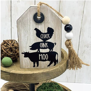 Décor à la maison mur en bois ferme Animal pile signe rustique tenture murale signe tenture murale Plaque en bois étiquette signes - Product Image 1