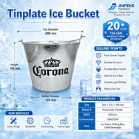 Seau à glace recyclable pour bière - Boîte en étain personnalisable avec logo OEM, marque Jinfeng, origine Guangdong, pour bars, jeux d'eau en plein air pour enfants