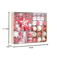 Ensemble de décorations pour arbres de Noël, lot de 89 pièces de 30 à 80mm, rouge, blanc, incassable, boules de Noël, fournitures de décoration