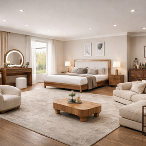 Ensembles de meubles de chambre à coucher modernes de luxe avec bois massif et cuir pour la personnalisation de toute la maison, villas, appartements, hôtels (taille King) - Product Image 2