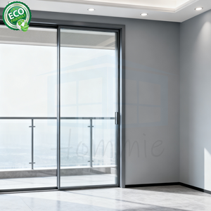 Porte coulissante de bureau en verre à tringlerie portable suspendue 35x18 pouces portes coulissantes intérieures à cadre en aluminium - Product Image 1