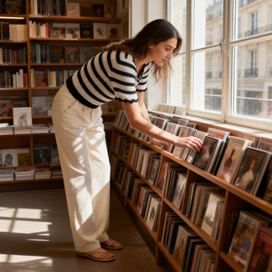 T-shirt en tricot rayé chic à la française pour femmes, été, bord festonné, col carré, manches courtes, <span class=keywords><strong>pull</strong></span> vintage - Product Image 4