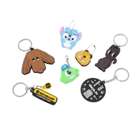 Porte-clés personnalisé en PVC souple avec mousqueton, pendentif rond en résine époxy, breloque 3D de dessin animé, étanche et léger