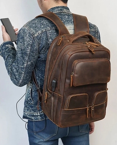 <span class=keywords><strong>Sac</strong></span> à dos en cuir <span class=keywords><strong>de</strong></span> grande qualité pour homme <span class=keywords><strong>Sac</strong></span> <span class=keywords><strong>de</strong></span> <span class=keywords><strong>voyage</strong></span> d'extérieur pour homme avec connexion USB <span class=keywords><strong>Sac</strong></span> à dos en cuir Crazy Horse - Product Image 2