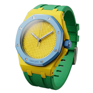 Boîtier en composite biocéramique écologique, mouvement à quartz MiYOTA, bracelet en caoutchouc, style sportif, verre résistant à l'eau, aiguilles luminescentes - Product Image 4