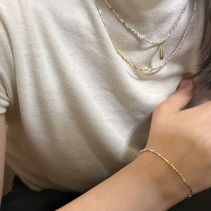 Ensemble de Bijoux Fins de Luxe pour Femme, 100% Véritable Argent <span class=keywords><strong>Sterling</strong></span> 925, Géométrique Vintage, Perles Argentées et Dorées, Colliers et Bracelets - Product Image 5