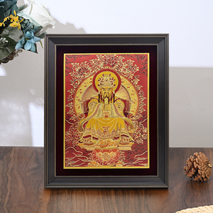 Cadre photo en bois <span class=keywords><strong>foncé</strong></span> avec passe-partout en velours rouge, support de présentation pour art bouddhiste, décoration de bureau et de maison, cadre de table - Product Image 3