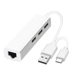 Adaptor Kartu LAN Jaringan Ethernet USB dengan Typc C USB-C USB 2.0 HUB Ke Ethernet RJ45 Lan RTL8152 untuk Macbook Air Pro 2018 Win 7