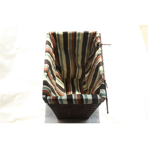 Square <b>Wicker</b> <b>Laundry</b> <b>Basket</b> With Striped Liner Eco-Friendly Storage Organizer For Clothing - Product Image 4