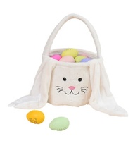 Sac fourre-tout en peluche brodé de Pâques Vente en gros Panier lapin de Pâques à longues oreilles Panier cadeau lapin