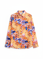 Chemise à manches longues boutonnée à imprimé floral 100% coton pour femmes, chemisier décontracté, respirant, coupe régulière pour le port quotidien au bureau