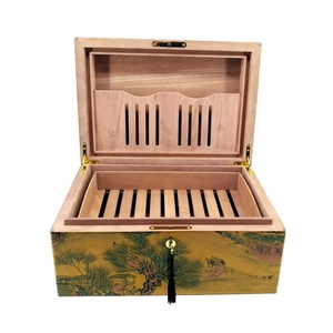 Humidor <span class=keywords><strong>de</strong></span> Cigarros <span class=keywords><strong>de</strong></span> <span class=keywords><strong>Cedro</strong></span> con Acabado en Laca Amarilla, Estilo Lujoso y Moderno, Diseño Creativo y Elegante, Venta al Por Mayor - Product Image 1