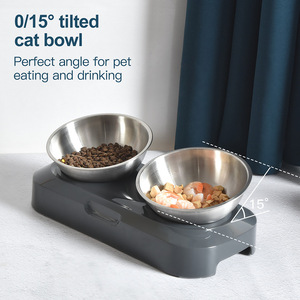 Bol de nourriture pour chat <span class=keywords><strong>anti</strong></span>-<span class=keywords><strong>d</strong></span>érapant et <span class=keywords><strong>anti</strong></span>-<span class=keywords><strong>d</strong></span>ébordement, inclinable et réglable en 15 positions, simple/double, surélevé – Ustensiles <span class=keywords><strong>d</strong></span>'alimentation pour chats – Vente chaude - Product Image 3