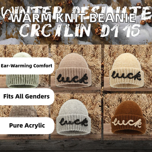 Women Unisex Adult Warm Knitted <b>Hat</b> 100% Acrylic Autumn Winter Ear Protection Cold Image Custom Logo - Product Image 2