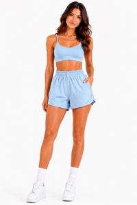 Set Yoga 2 Pezzi: Top Corto e Pantaloncini a Vita Alta con Spalline Sottili, Tinta Unita, Abbigliamento Sportivo Traspirante con Elastico in Vita - Product Image 3