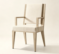 Fauteuil de salle à manger en bois massif chêne clair, pieds coniques, coussin bouclé, structure géométrique moderne, chaise d'appoint pour salle à manger