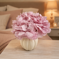Hortensia à grandes feuilles éternelles, fleur préservée, tête d'hortensia rose ronde de 15-20 cm, matériel floral pour mariage, pour vase, fournitures florales