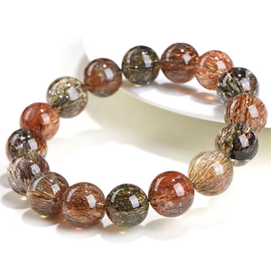 Pulsera de Cristal Natural Super Siete, Cuarzo Rutilado Negro Dorado, Cuentas Curativas, Joyería Unisex de Piedra Melodía, Suministro al por Mayor - Product Image 2