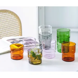 56H borosilicate tasse empilable sans plomb écologique tasse à eau tasse en verre couleur tasse à café en verre