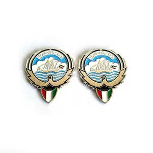 Custom Coat of Arms Badge Gold Metal Kuwait Lapel Pin for National Day