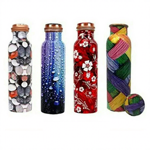 Botella de Agua Metálica Estilo Bohemio con Tapa de Rosca, Libre de BPA, para Niños y Adultos, Botella de Cobre para Oficina, Escuela, Regalos - Product Image 6