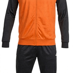 Orange <b>Black</b> Tracksuit Set Zip Up <b>Jacket</b> and Jogger Pants Custom Logo Sportswear for Gym Running Casual Wear - Product Image 3