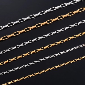 Collar Rectangular de Acero Inoxidable de Moda, Cadena Larga para Mujer y Hombre, Color Plata/Dorado, Gargantilla, Accesorio de Joyería Metálica - Product Image 3