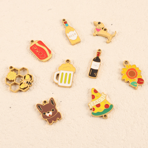 Panal de abeja hueco de acero inoxidable chapado en oro de 18 quilates, colgante de perro Pizza con flor, accesorios de joyería para <span class=keywords><strong>collar</strong></span>, pulsera - Product Image 1