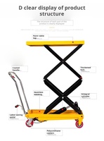 Nouvelle table élévatrice à ciseaux hydraulique, chariot élévateur manuel mobile, capacité 350 kg, plateforme pliable, hauteur de levage 0,9 m-1,5 m, dimensions 92x50 cm