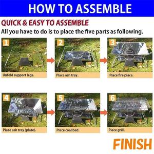 Portable Outdoor Grill 2026 Hot Sale BBQ Grill Stainless Steel Charcoal <strong>Barbecue</strong> for Camping Factory Direct Custom Logo - Product Image 6