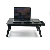 Bureau d'ordinateur portable moderne en bambou surface plane avec pieds pliants et tiroir coulissant (naturel) Vente en gros en usine