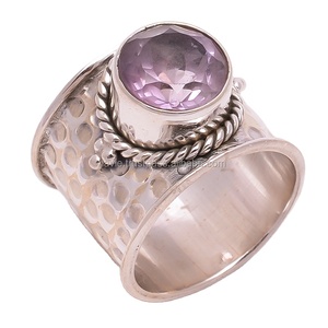 925เงินสเตอร์ลิงธรรมชาติอเมทิสต์แหวนเครื่องประดับอินเดียจำนวนมากขายส่งปรับแหวนเงินสำหรับผู้หญิงและเด็กผู้หญิง - Product Image 1