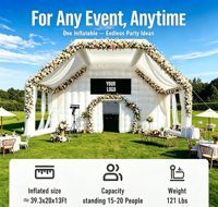 Grande tente de fête gonflable blanche, tente événementielle cube gonflable noire pour adultes, pour mariage, boîte de nuit, anniversaire et jardin