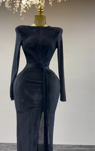 Abito Lungo Estivo Sexy da Donna con Scollo a Barca, Patchwork in Pizzo, Moda Femminile Aderente, Abbigliamento da Club con Arricciature - Product Image 3