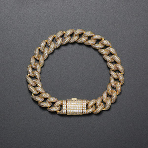 Pulsera Cubana de 12 mm con Hebilla de Caja, Estilo Hip Hop, con Zirconia Completa, para Hombre, de Moda Tanjing, Collar Lijing - Product Image 3