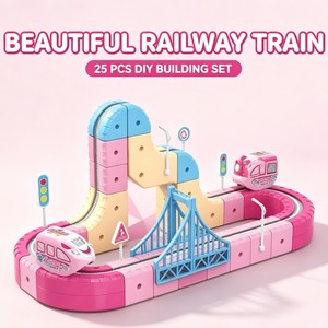 Nouveau train électrique 3D pour filles, circuit flexible magique rose, jouet de course, <span class=keywords><strong>voiture</strong></span> éducative, cube, engrenage, fusion, rail, éclairage pour enfants - Product Image 4