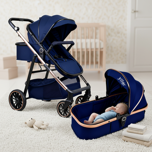 Offre Spéciale luxe 4-en-1 bébé poussette léger lin pliable poussette haute paysage <span class=keywords><strong>Compact</strong></span> Portable deux sièges en gros - Product Image 1