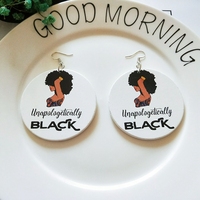 Boucles d'oreilles pendantes rondes en forme de tête d'afro-américaine pour femmes, vente en gros