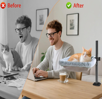 Support de lit pour chat flottant à fixer sur table, sans perçage, pour bureau, structure d'escalade pour chat, rotatif, hauteur réglable, lit de table pour chat