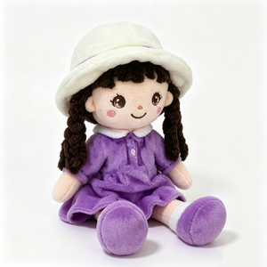 Muñeca de peluche con cabello trenzado personalizado, muñeca de peluche con rostro bordado, muñeca de peluche suave y peluda con vestido, muñeca de peluche de alta calidad. - Product Image 2