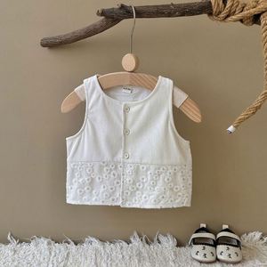 เสื้อคลุมเด็กผู้หญิงสไตล์เกาหลีสุดน่ารัก ลายดอกไม้ ผ้าตาข่าย ระบายอากาศได้ดี สำหรับฤดูใบไม้ผลิและฤดูใบไม้ร่วง คอกลม แขนกุด ใส่ได้ทุกวัน - Product Image 1