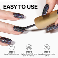 AILLSA Vernis Gel UV à Base d'Eau Scintillant Français Non Toxique Écologique Végétalien Soak-Off Kit DIY pour Nail Art