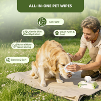 100 lingettes nettoyantes et désodorisantes pour animaux de compagnie, non parfumées, hypoallergéniques, à base de plantes, pour les pattes, le derrière et les soins des glandes anales des chiens et des chats