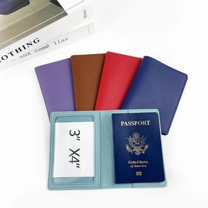 Porta passaporto e Set di etichette per bagagli in pelle Pu custodia per passaporto <span class=keywords><strong>portafoglio</strong></span> di lusso sottile porta passaporto da viaggio per uomini e donne - Product Image 2